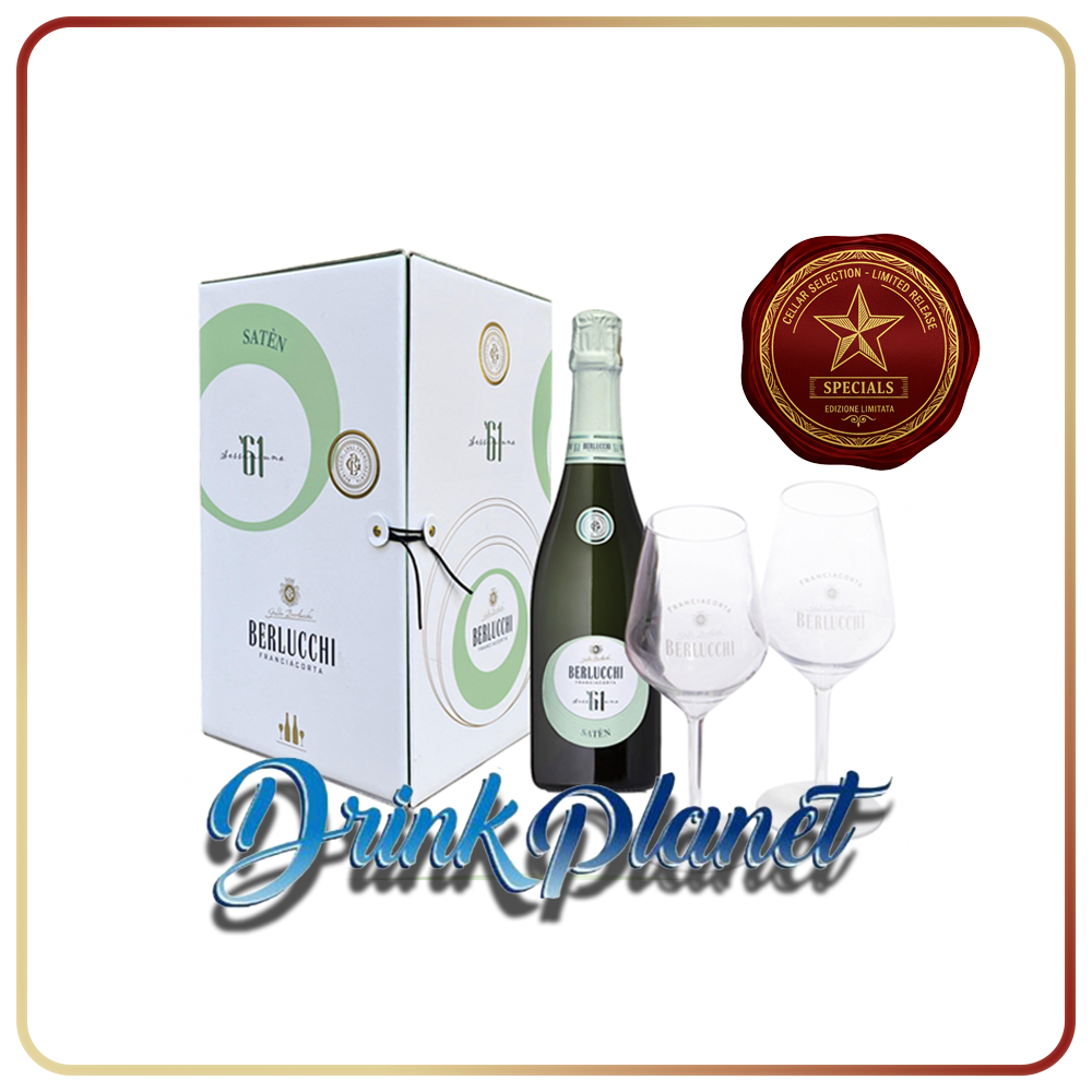 Gift Box Berlucchi 61' Satèn Franciacorta + 2 Glass